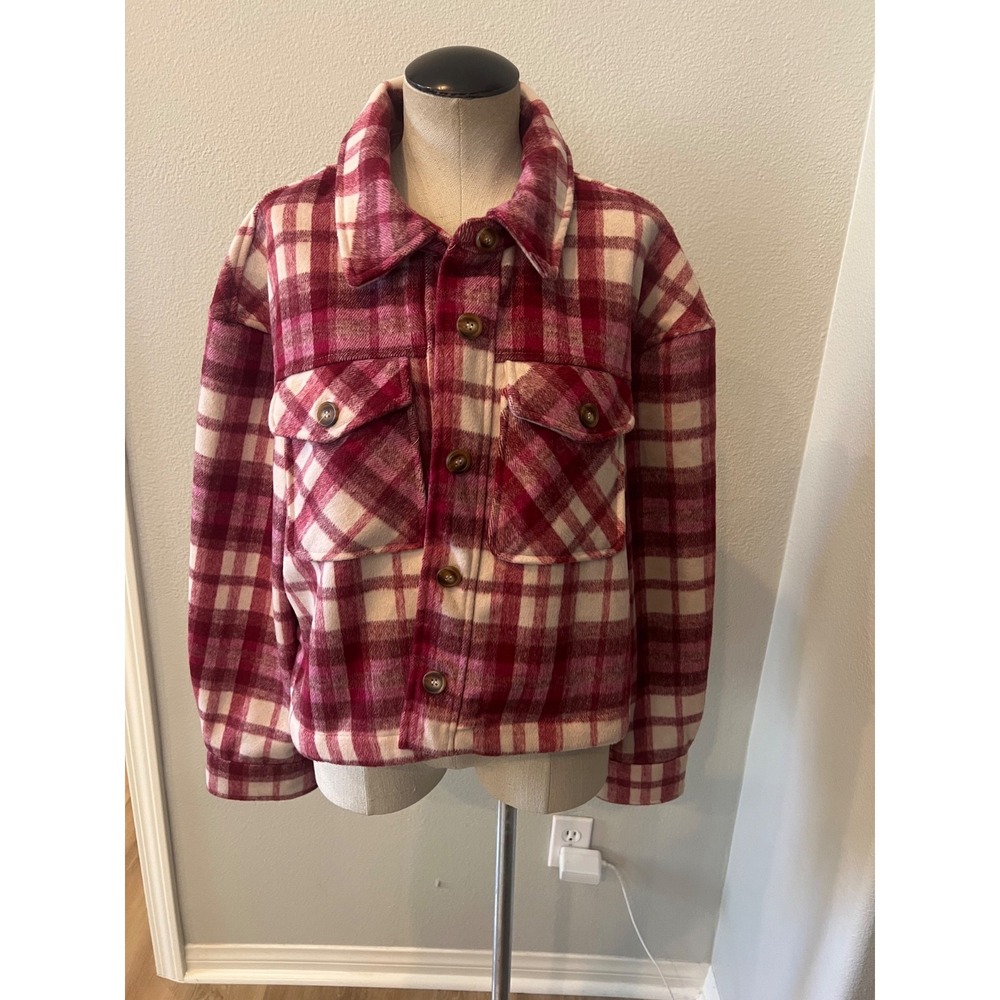 Bagatelle New York Cropped Plaid Shacket Size XL